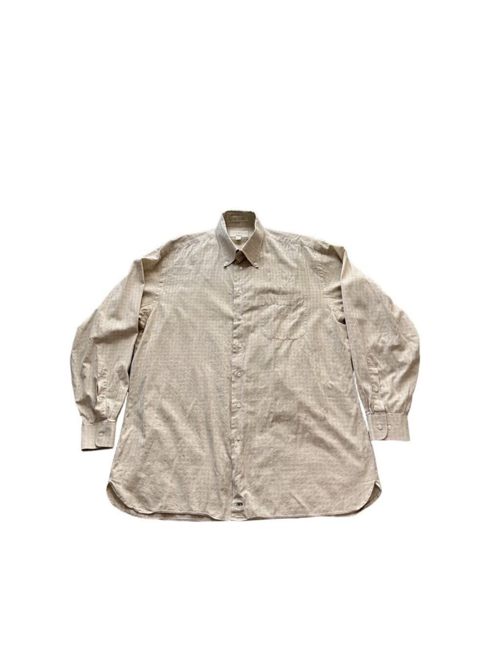 John W. Nordstrom Beige Plaid Cotton Button Down Shirt 16.5 L